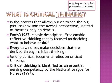 Critical thinking framework nursing