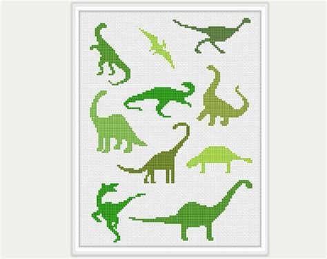 Dinosaurs Cross Stitch Embroidery Baby Cross Stitch Etsy
