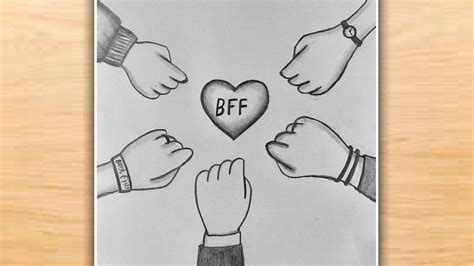 Bff Drawing Easy For Beginners Five Best Friends Drawing Friendship