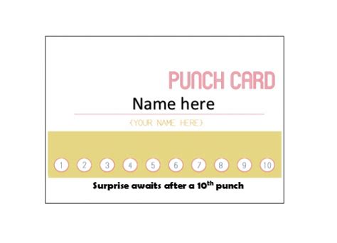 free printable punch card template