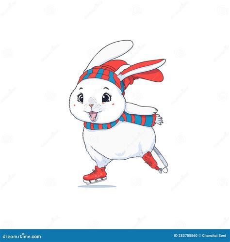 Illustration Of Funny Rabbit On Ice Skates Stock Illustration
