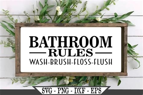 Bathroom Rules Wash Brush Floss Flush Svg Svgs Design Bundles