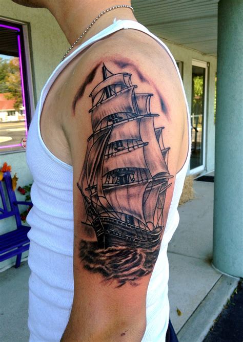 Ship Tattoo Sleeve By Diane Lange At Moonlight Tattoo Seaville Nj