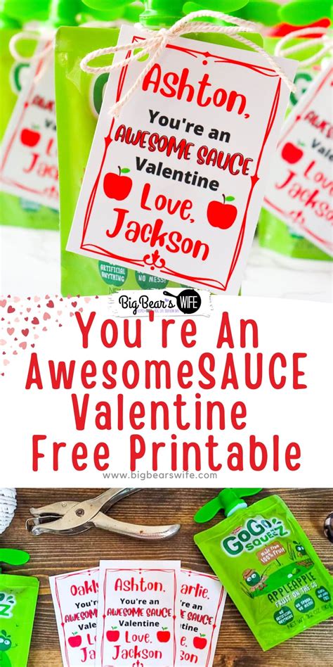 Youre An Awesomesauce Valentine Free Printable Big Bears Wife