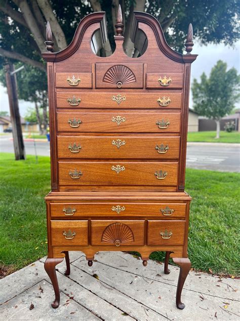 Customizable Vintage Queen Anne Tall Chest Of Drawers Etsy