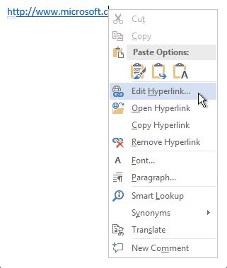 Create or edit a hyperlink