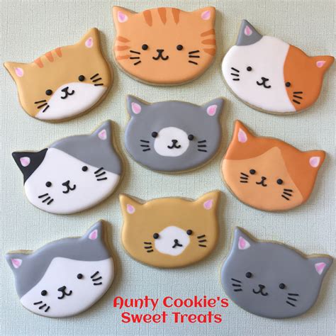 Cat Cookies Animal Cookies Sugar Cookies Birthday Cat Sugar Cookies