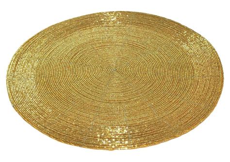 Buy S Decor Decorative Handmade Beaded Round Gold Placemat Perfect For