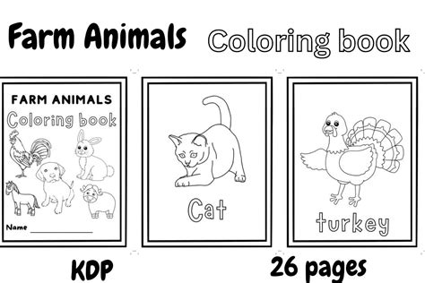 Domestic Animals Coloring Book For Kids Gráfico Por Vin Arts · Creative
