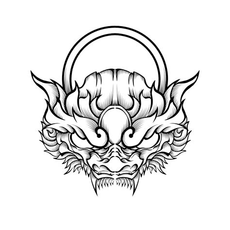 Premium Vector Chinese Dragon Head Tattoo Vector Illustration