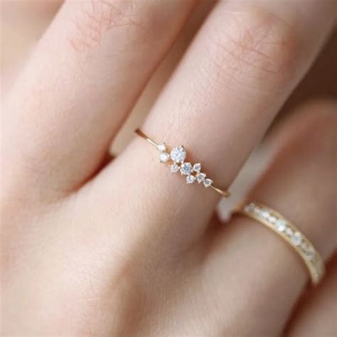 2019 new fashion women rings lady elegant simple rhinestone crystal wedding bridal ring gold