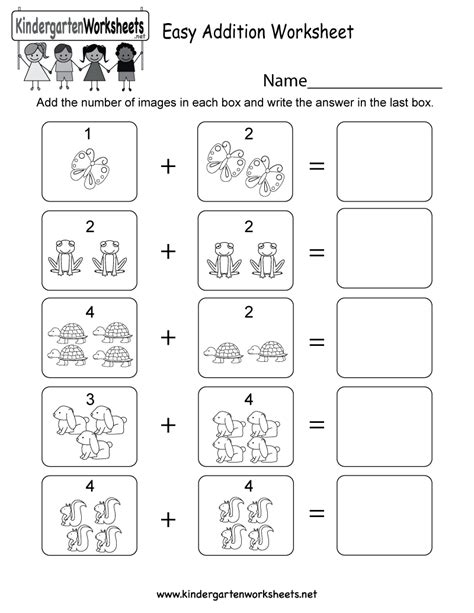 Because the fastest way to learn is to do some work. Free Printable Easy Addition Worksheet for Kindergarten
