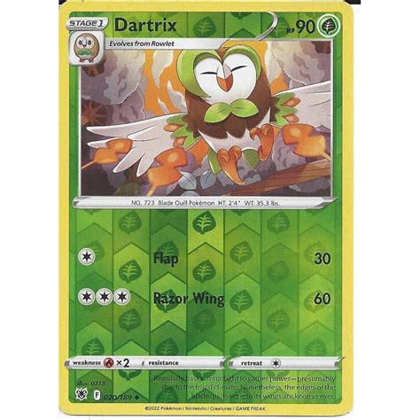 Pokemon Trading Card Game 020189 Dartrix Uncommon Reverse Holo Card