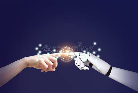 Artificial Intelligence Robot Technology Human Hands And Robot Hands