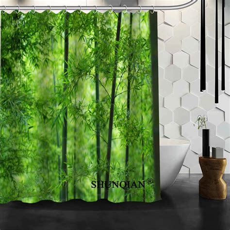 Bamboo Shower Curtain High Quality Bath Screens Modern Polyester Fabric