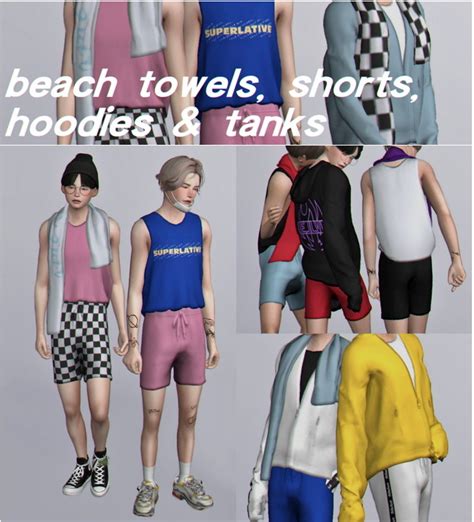 Beach Towels Shorts Hoodies And Tanks At Casteru The Sims 4 Catalog