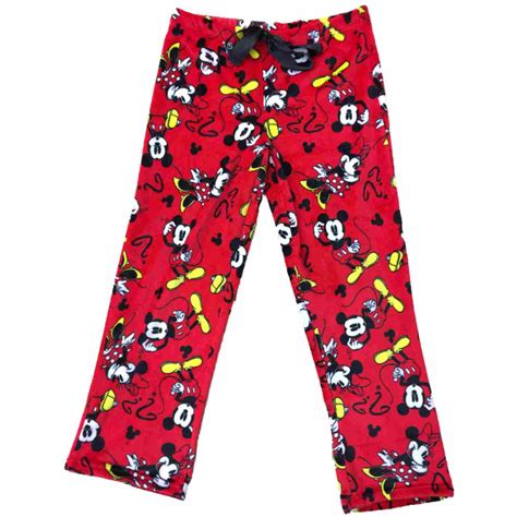 Disney Womens Red Mickey Minnie Mouse Fuzzy Fleece Sleep Pants Pajama