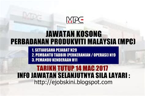 Sesi penerangan sws di institut penyelidikan perhutanan malaysia frim. Jawatan Kosong Perbadanan Produktiviti Malaysia (MPC) - 14 ...