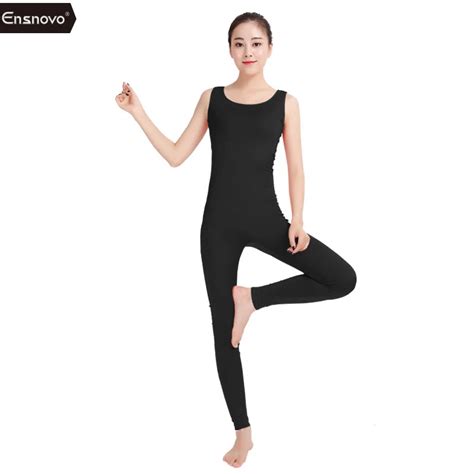 Ensnovo Womens Spandex Sleeveless Bodysuits Dance Costume For Ladies