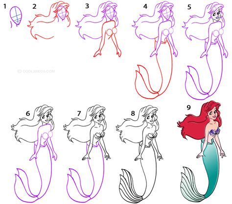 How To Draw A Mermaid Step By Step Pictures