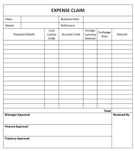 Free Expenses Claim Form Template Uk Printable Templates