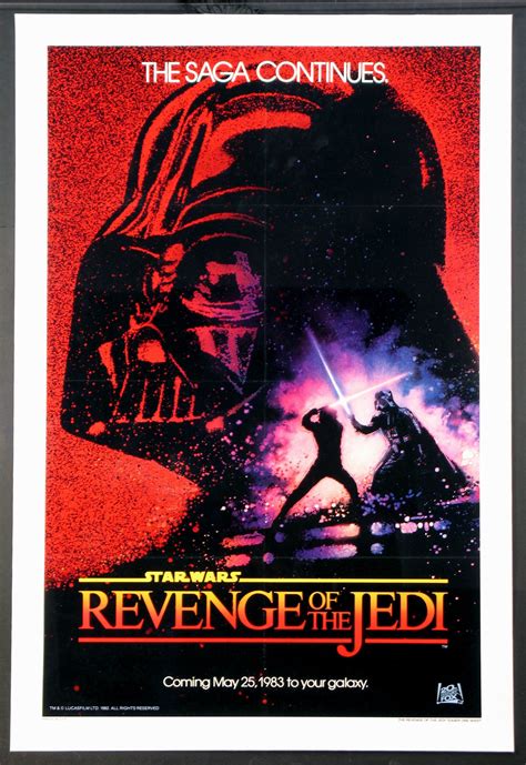 Revenge Of The Jedi 1983 Orginal One Sheet Size 27x41 Movie Poster