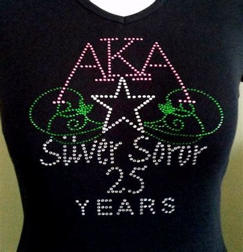 Aka 25 Years Silver Soror Rhinestone T Shirt Alpha Kappa Etsy