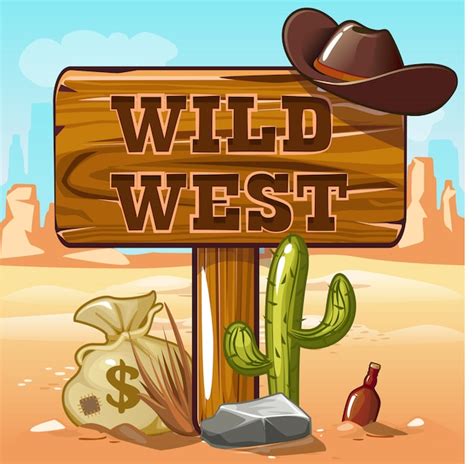 A Desert Gate Landscape Cartoon In The Wild West Premium Vector