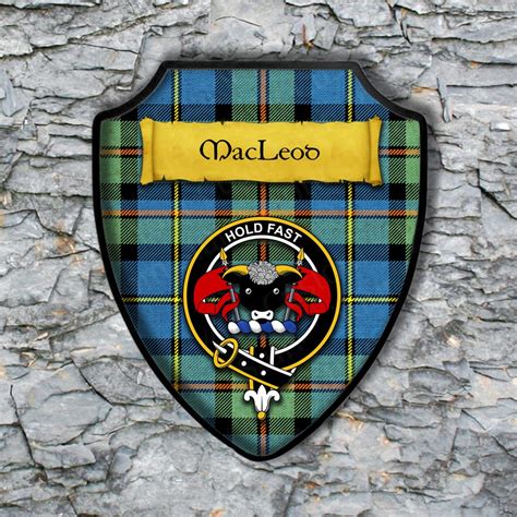 Macleod Bull Badge Shield Plaque With Scottish Clan Coat Of Arms Badge