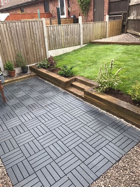 Choose from a large variety of colours, styles, and materials. Ikea runnen decking tiles used to create a new garden | Garden tiles, Patio flooring, Ikea patio