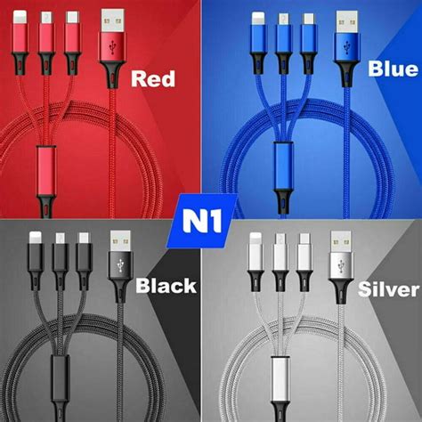 Universal Fast Charging Usb Cable 3 In 1 Multi Function For Apple