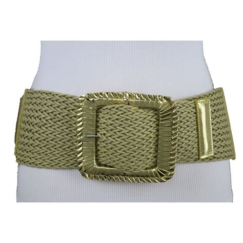 Alwaystyle4you Women Wide Belt Gold Elastic Braided Hip High Waist