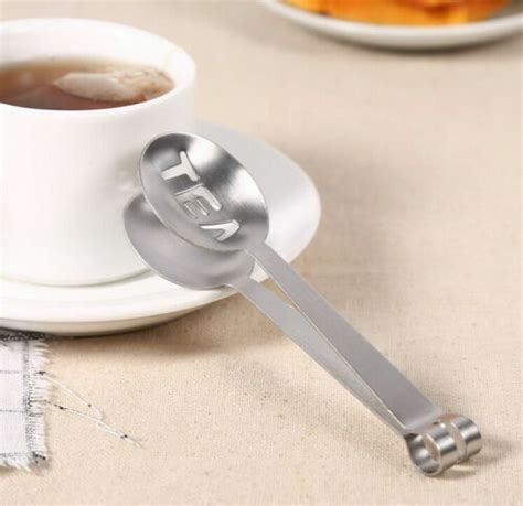 New Stainless Steel Teabag Tongs Tea Bag Squeezer Holder Herb Spoon