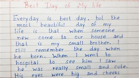Write A Short Essay On Best Day Of My Life Essay Writing English