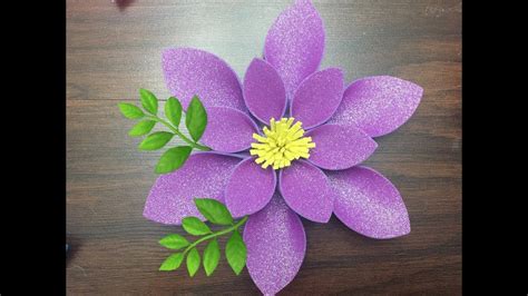 Diy How To Make A Beautiful Glitter Foamy Flower Como Hacer Una Flor