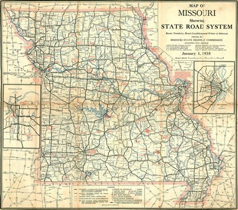 Missouri State Highway Road 1935 Historic Map Reprint By