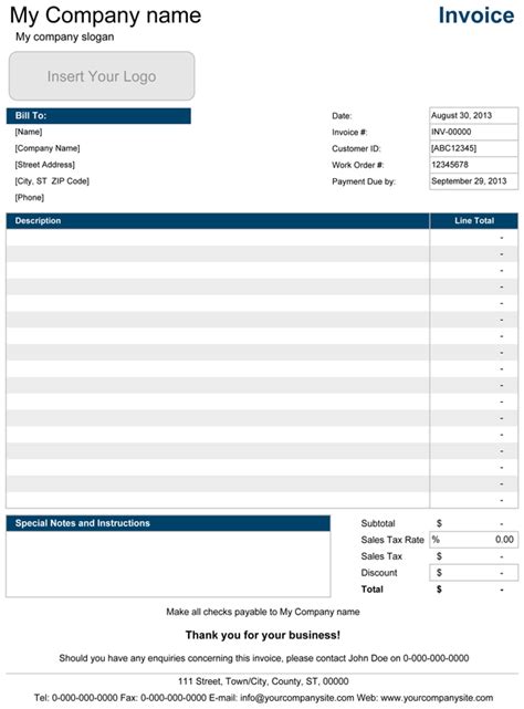 download a free service invoice templates for excel