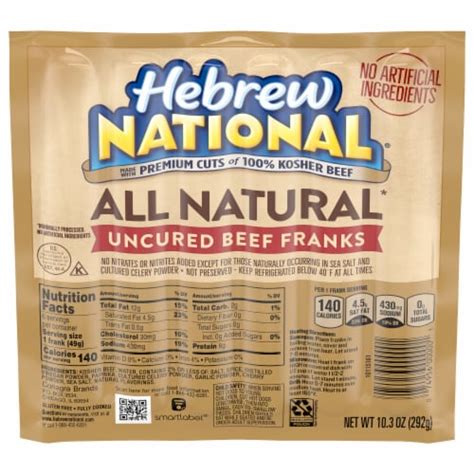 Hebrew National All Natural Uncured Beef Franks 6 Ct 103 Oz Foods Co