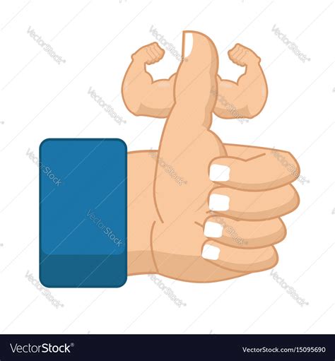 Like Fitness Strong Thumbs Up With Big Muscles Vector Image