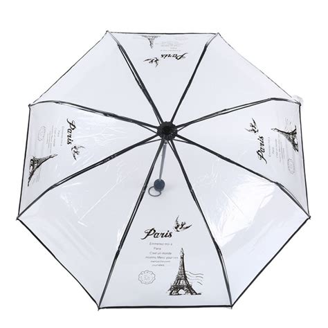 Tower Printed Transparent Umbrella Three Fold Sun Rain Umbrellas Rain