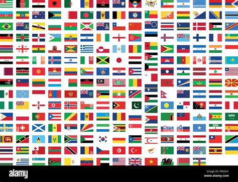 Alle Nationalen Flaggen Der Welt Mit Namen In Hoher Qualität Stock