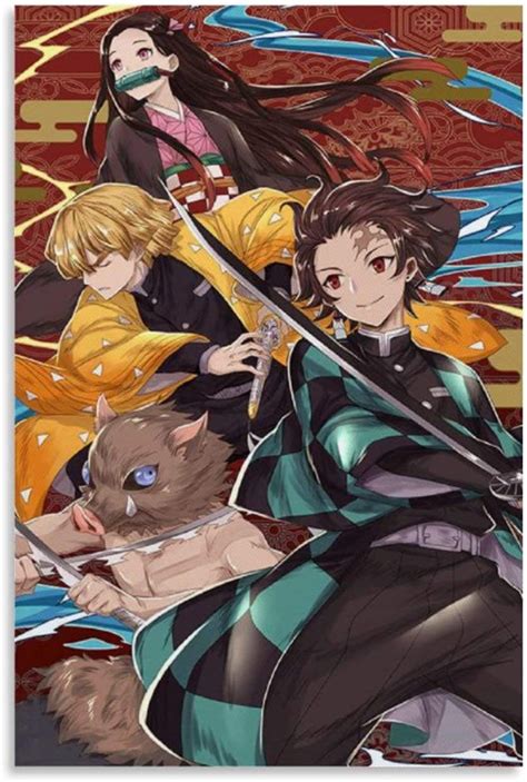 Hxinyi Kimetsu No Yaiba Demon Slayer Póster De Anime Decorativo Lienzo