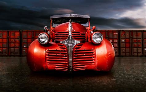 Dodge Old Classic Red Motors Cars Trucks Wallpaper 3840x2432 659747