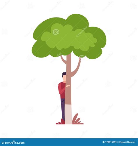 Boy Behind The Tree Clipart