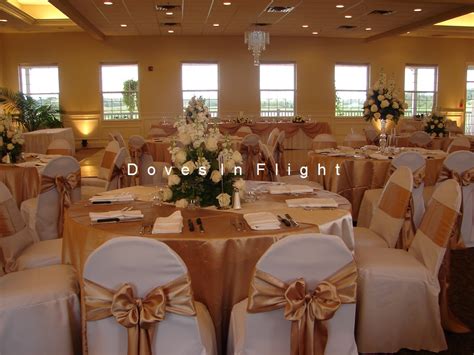 Chair covers and sashes can also add the wow factor to any venue and cover up any unsightly chairs. Chair Covers of Lansing / Doves In Flight Decorating