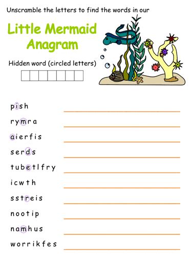 Little Mermaid Anagram Puzzles