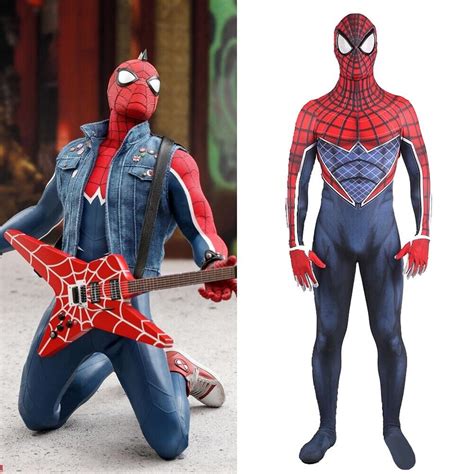 Spider Man Ps4 Spider Punk Costume Cosplay For Adult Bodysuit Handmade