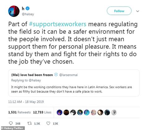 halsey sparks online discussion after being criticized for supporting sex workers daily mail