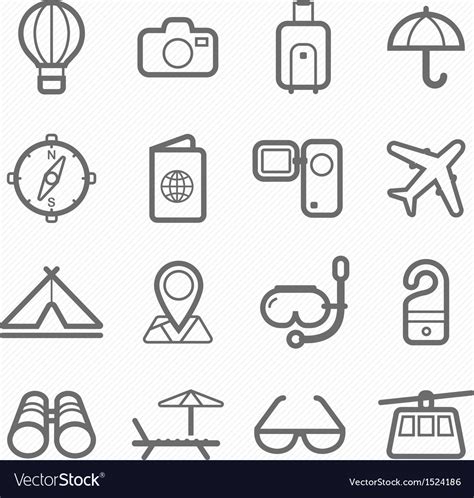Travel Symbol Line Icon Set Royalty Free Vector Image