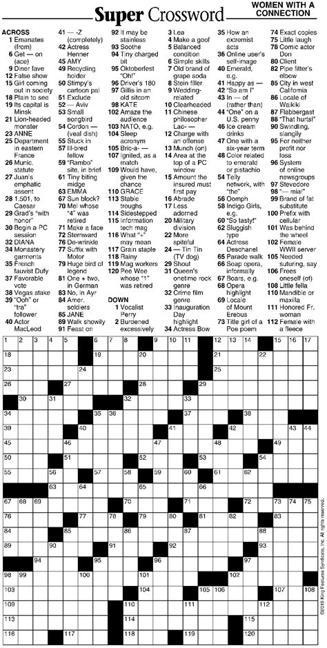 Printable Newspaper Crossword Puzzles For Free Printable Form